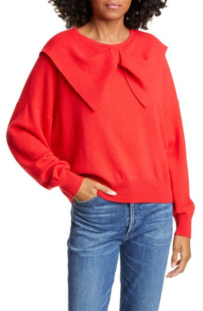 Shop The Great Bow Neck Cashmere Sweater In Poinsettia