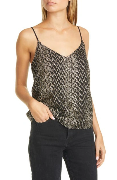 Shop Equipment Metallic Detail Silk Blend Camisole In Black Gold