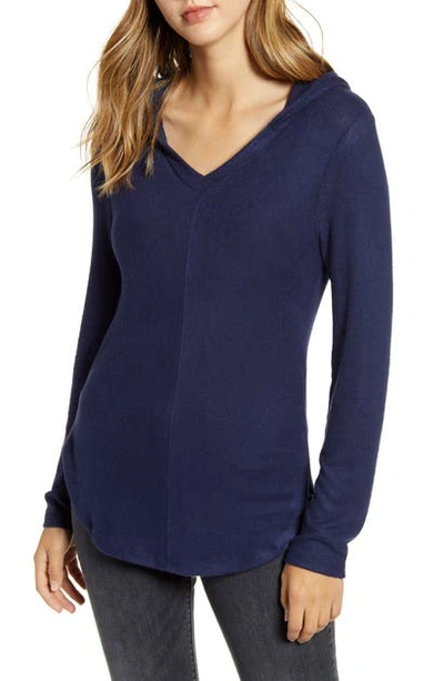 Shop Bobeau Sweater Hoodie In Midnight Navy
