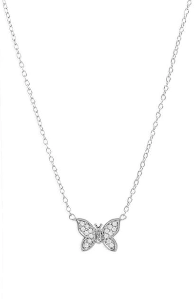 Shop Argento Vivo Pave Butterfly Pendant Necklace In Silver