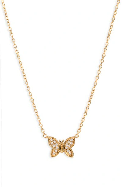 Shop Argento Vivo Pave Butterfly Pendant Necklace In Gold