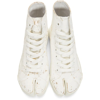 Shop Maison Margiela White And Gold Tabi High-top Sneakers In H1800 Wh Go