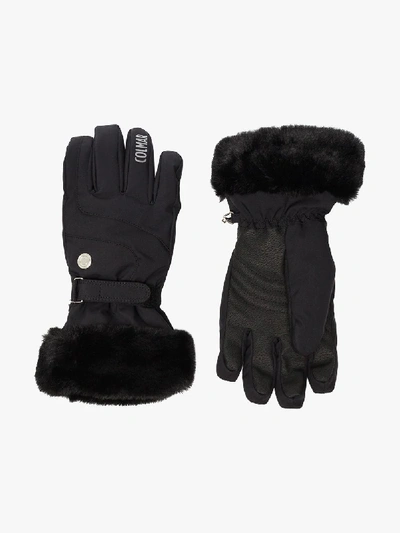 Shop Colmar Black Waterproof Faux Fur Ski Gloves