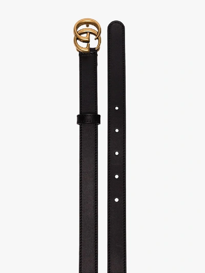 Shop Gucci Black Marmont Logo Leather Belt