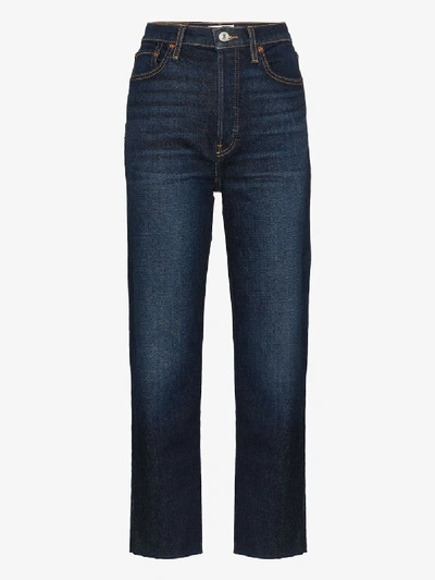 Shop Re/done Stove Pipe High Waist Jeans In Blue