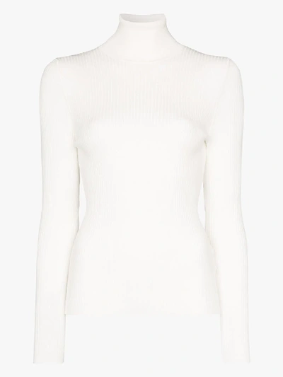 Shop Fusalp Ancelle Ribbed Turtleneck Sweater In White