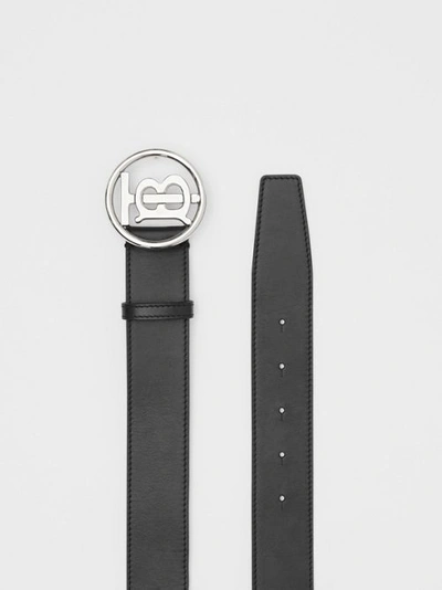Shop Burberry Monogram Motif Leather Belt In Black