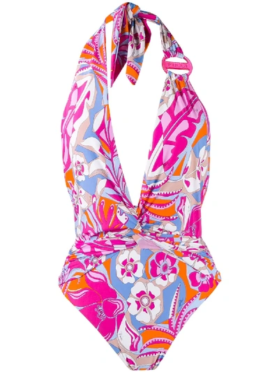 Shop Emilio Pucci Floral Swimsuit In Pink