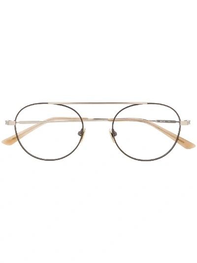 Calvin Klein Pilot-frame Glasses In Metallic