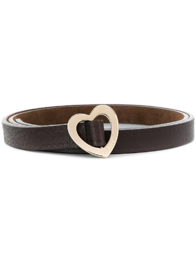 Shop Gucci Heart Buckle Belt In Brown