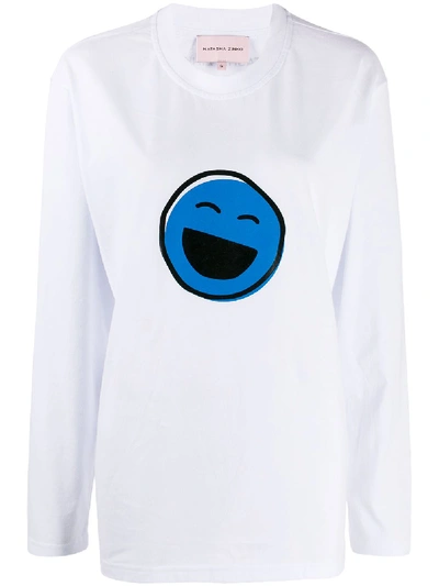 Shop Natasha Zinko Smiles Print Long-sleeved T-shirt In White