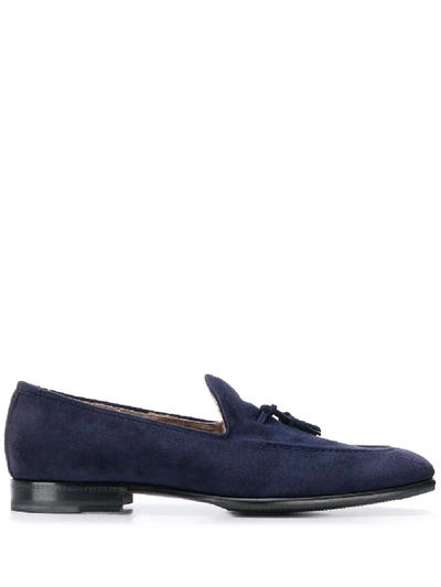 Shop Kiton Tassel Detail Loafers In Blue