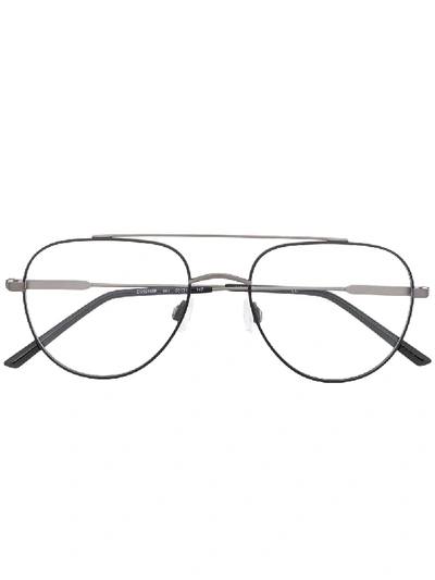 Shop Calvin Klein Matte Finish Pilot-frame Glasses In Black