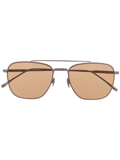 Shop Lacoste Square Tinted Sunglasses In Metallic