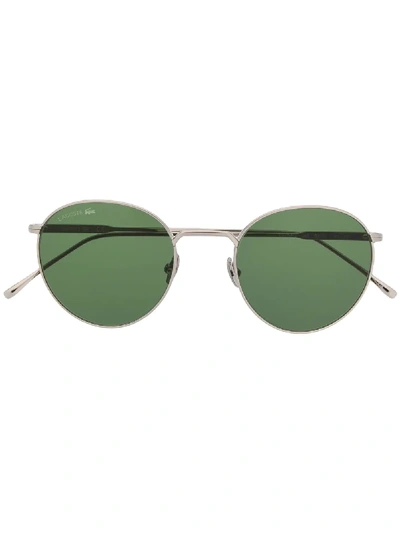 Shop Lacoste Round Framed Sunglasses In Metallic