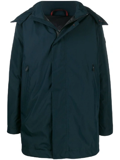 Shop Peuterey Midi Hooded Coat In Blue