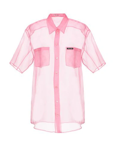 Shop Miu Miu Silk Shirts & Blouses In Pink