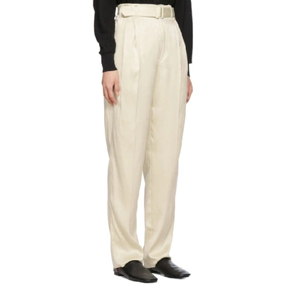 Shop Lemaire Off-white Pleated Pants In 007 Pearl