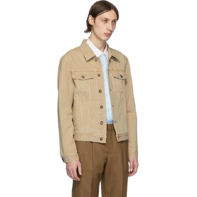Shop Burberry Beige Denim Satchwell Jacket In Pale Grey