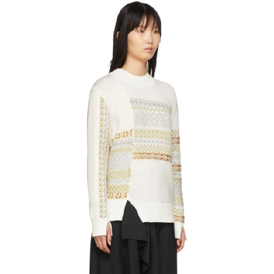Shop 3.1 Phillip Lim / フィリップ リム 3.1 Phillip Lim White Merino Series Patchwork Holiday Sweater In An110 White
