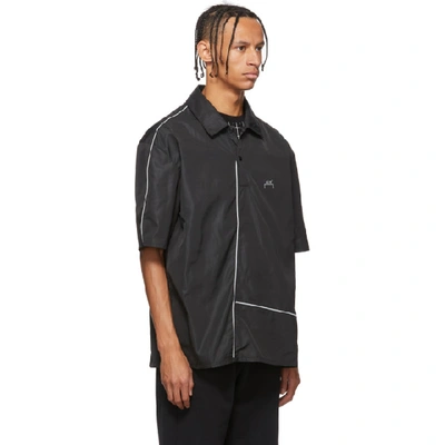 Shop A-cold-wall* Black Piping Center Zip Polo