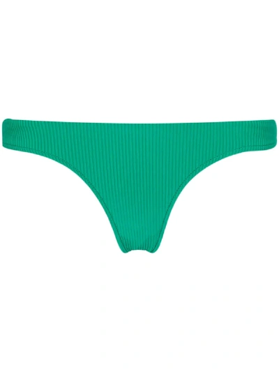 Shop Frankies Bikinis Ribbed Bikini Briefs In Green