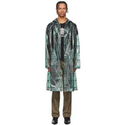 Shop Undercover Green Valentino Edition Printed Long Rain Coat In Green Base