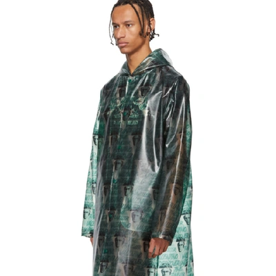 Shop Undercover Green Valentino Edition Printed Long Rain Coat In Green Base