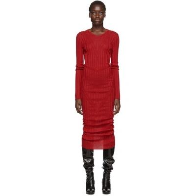 Shop Pihakapi Red Knit Ray Dress In 4005 Red