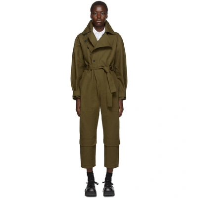 Shop Stella Mccartney Khaki Military Jumpsuit In 2942 Khaki