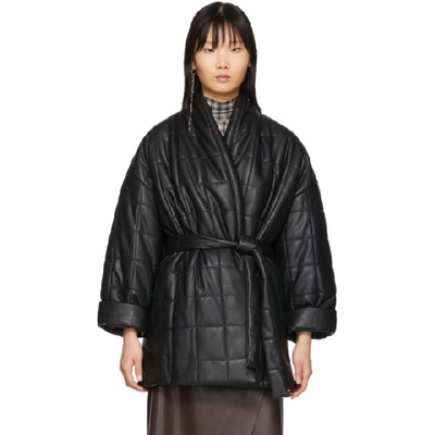 Shop Aeron Black Arizona Quilted Wrap Coat In 002 Black