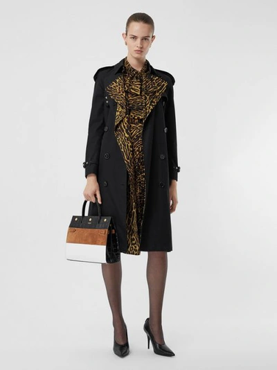Shop Burberry Leopard Print-lined Cotton Gabardine Trench Coat In Black