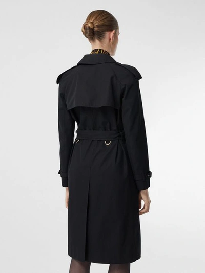 Shop Burberry Leopard Print-lined Cotton Gabardine Trench Coat In Black