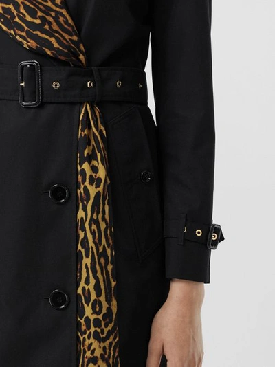 Shop Burberry Leopard Print-lined Cotton Gabardine Trench Coat In Black