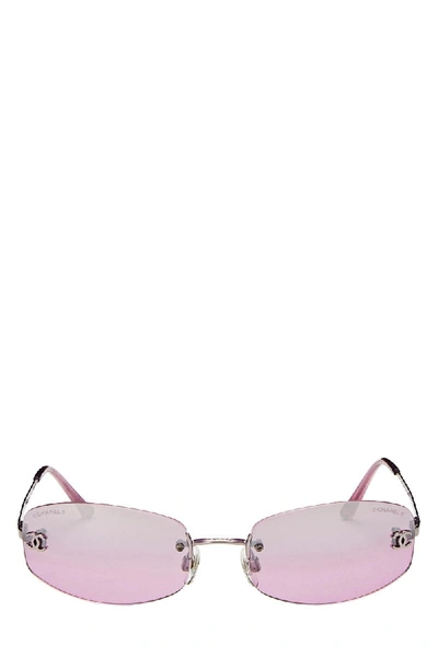 Pre-owned Pink & Silver Rimless Sunglasses