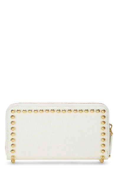 Pre-owned Fendi White Leather Karlito Zip Wallet
