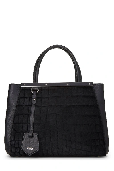 Pre-owned Fendi Black Ponyhair & Leather 2jours Petite