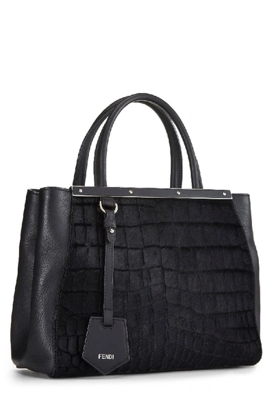 Pre-owned Fendi Black Ponyhair & Leather 2jours Petite