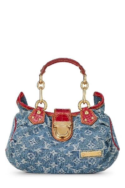 Louis Vuitton Blue Denim Red Alligator Handbag