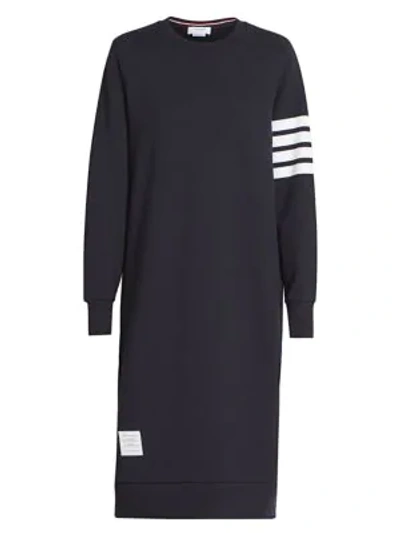 Shop Thom Browne 4-bar Midi Dress In Navy