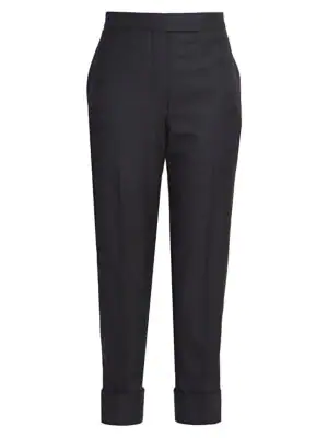 navy cropped trousers