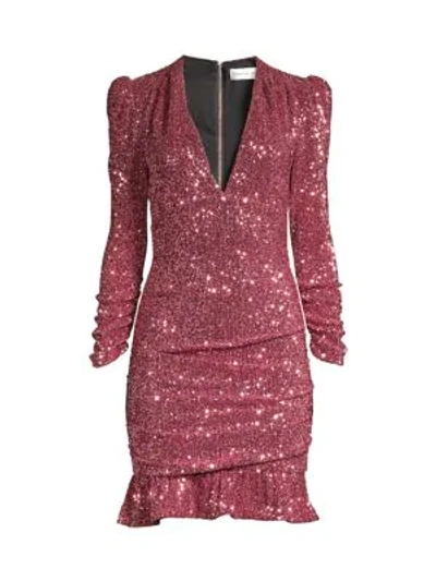Shop Rebecca Vallance Mona Ruched Sequin Sheath Dress In Pink
