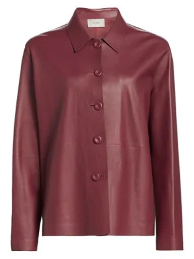 Shop The Row Frim Leather Jacket In Currant
