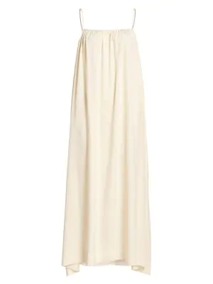 cream silk maxi dress