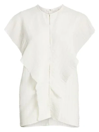 Shop The Row Wiola Ruffle Ribbed Blouse In Off White