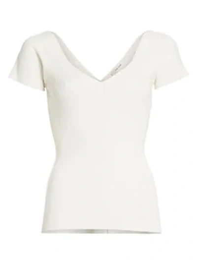 Shop The Row Tain Merino Wool & Cashmere Ribbed Top In Off White