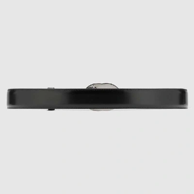 Shop Gucci Leather Belt With Interlocking G Buckle In Black