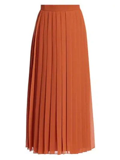 Shop The Row Magda Pleated Silk Skirt In Terracotta