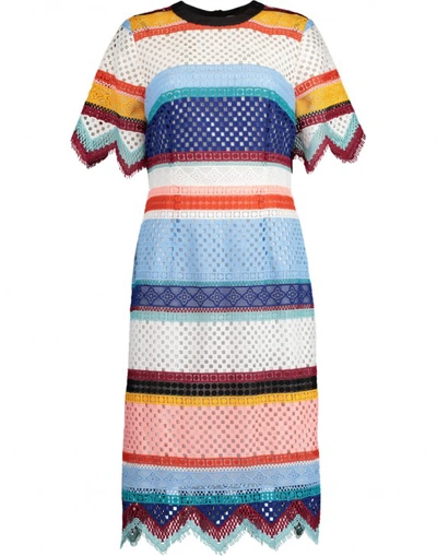 Shop Carolina Herrera Color-blocked Guipure Lace Dress In Multi