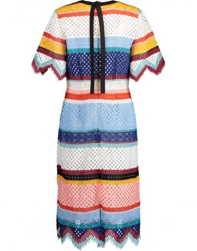 Shop Carolina Herrera Color-blocked Guipure Lace Dress In Multi